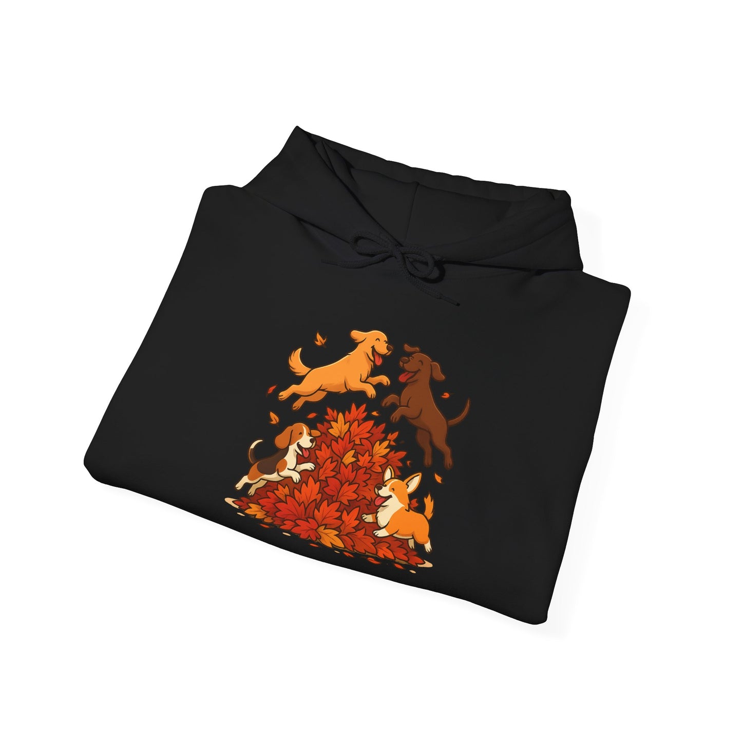 Leaf Pile Fun With Dogs Autumn Themed Hoodie