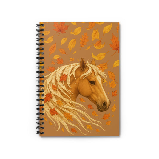 Tan Horse Autumn Themed Spiral Notebook - Ruled Line