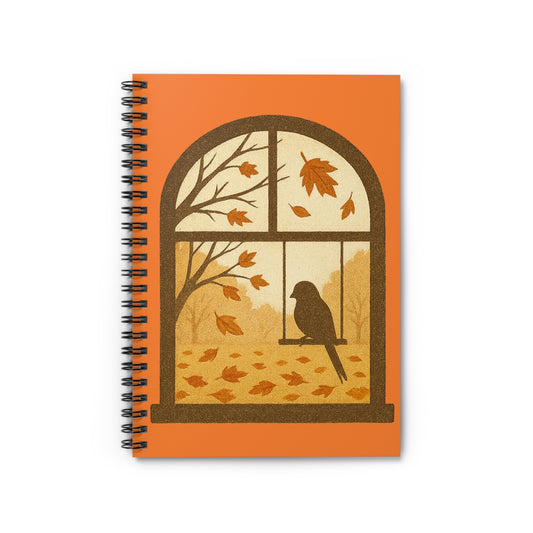 Bird In The Window Autumn Themed Spiral Notebook - Ruled Line