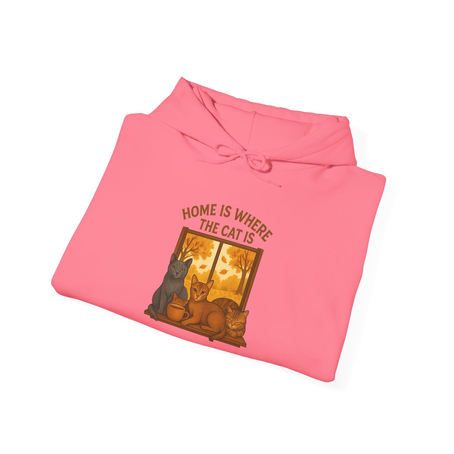 Cat Lover Hooded Sweatshirt - Russian Blue, Abyssinian, Tabby Kitties on Windowsill