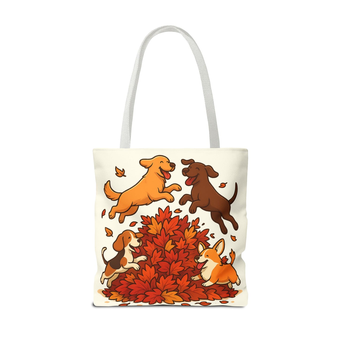 Dogs Playing in Leaves Tote Bag