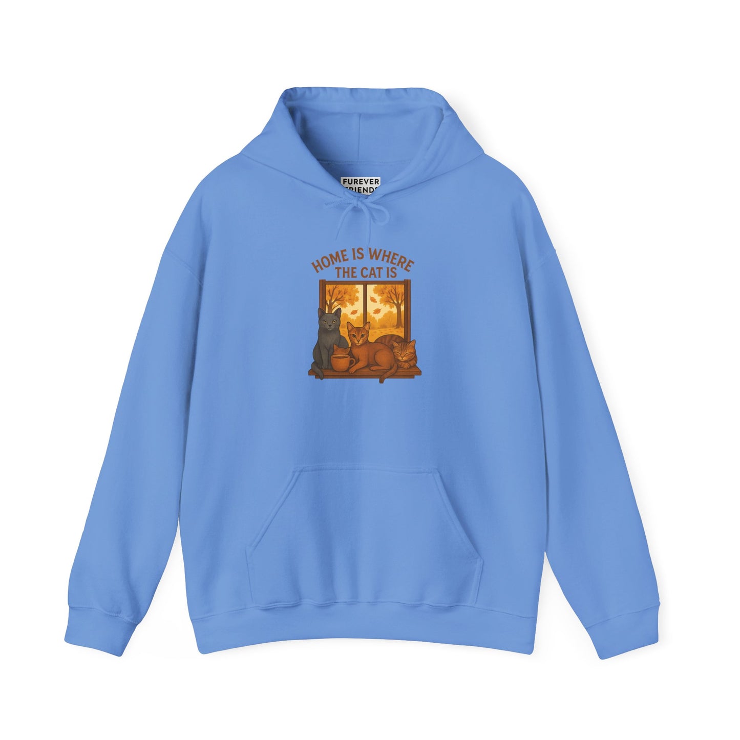 Cat Lover Hooded Sweatshirt - Russian Blue, Abyssinian, Tabby Kitties on Windowsill