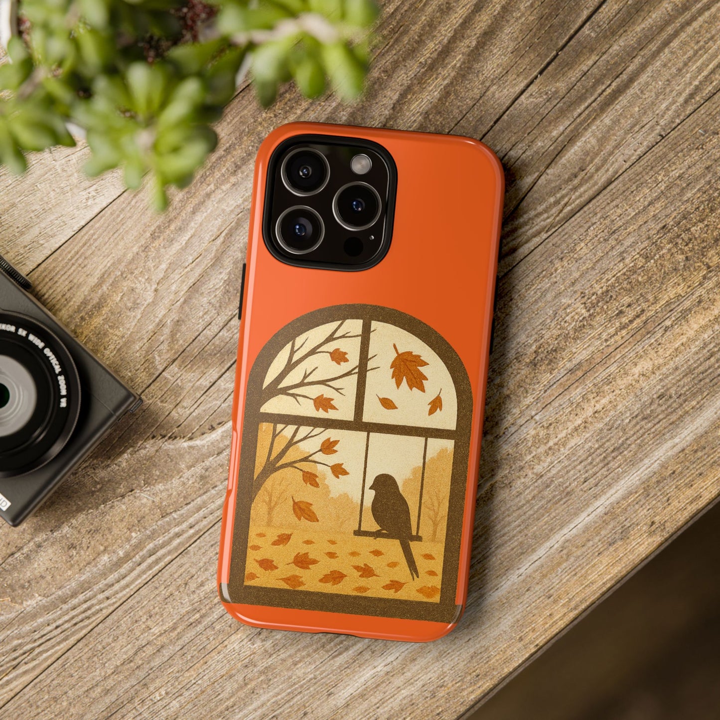 Bird In The Window Autumn Themed Phone Case