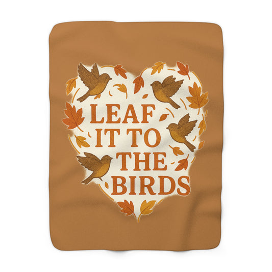 leaf it to the birds Autumn Themed Sherpa Fleece Blanket