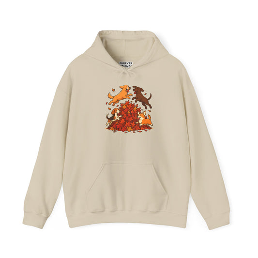 Leaf Pile Fun With Dogs Autumn Themed Hoodie