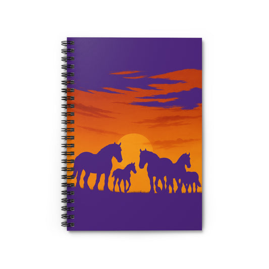 Horses on The Horizon Themed Spiral Notebook - Ruled Line