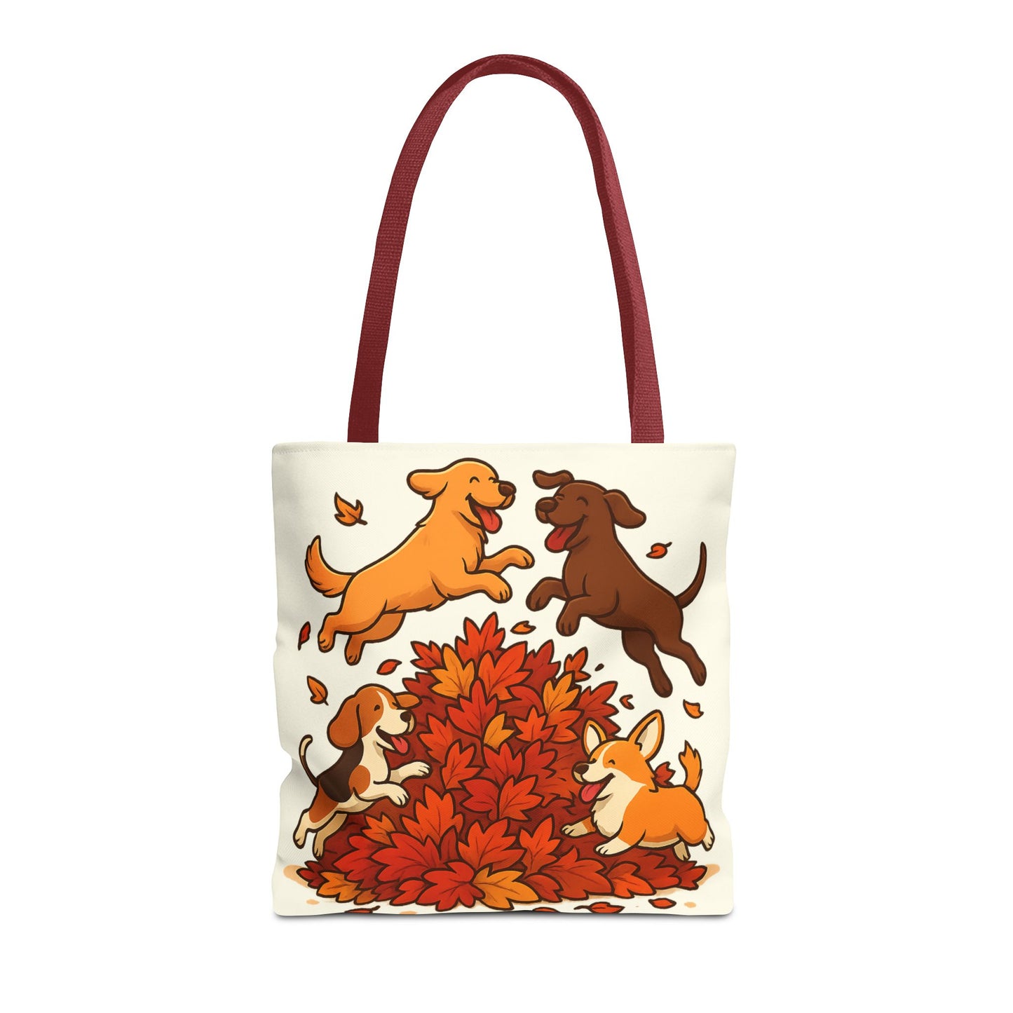 Dogs Playing in Leaves Tote Bag