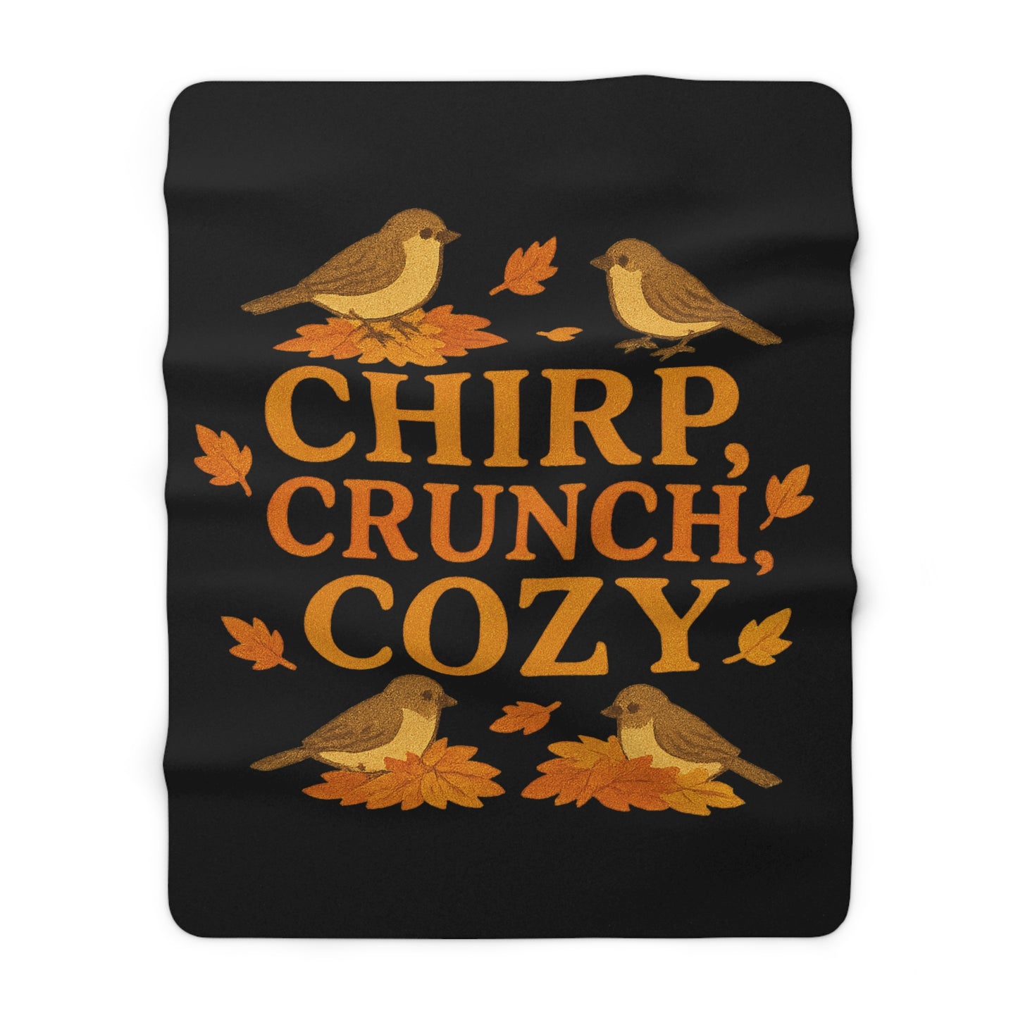 Chirp Crunch Cozy Autumn Themed Sherpa Fleece Blanket