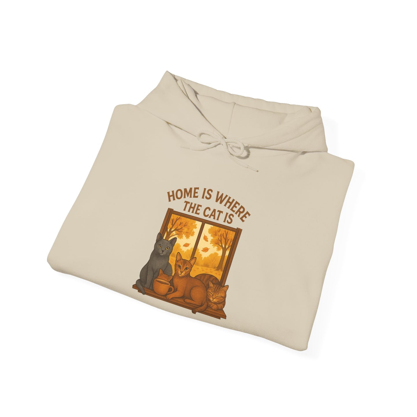 Cat Lover Hooded Sweatshirt - Russian Blue, Abyssinian, Tabby Kitties on Windowsill