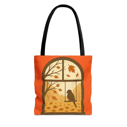 Bird In The Window Autumn Themed Tote Bag