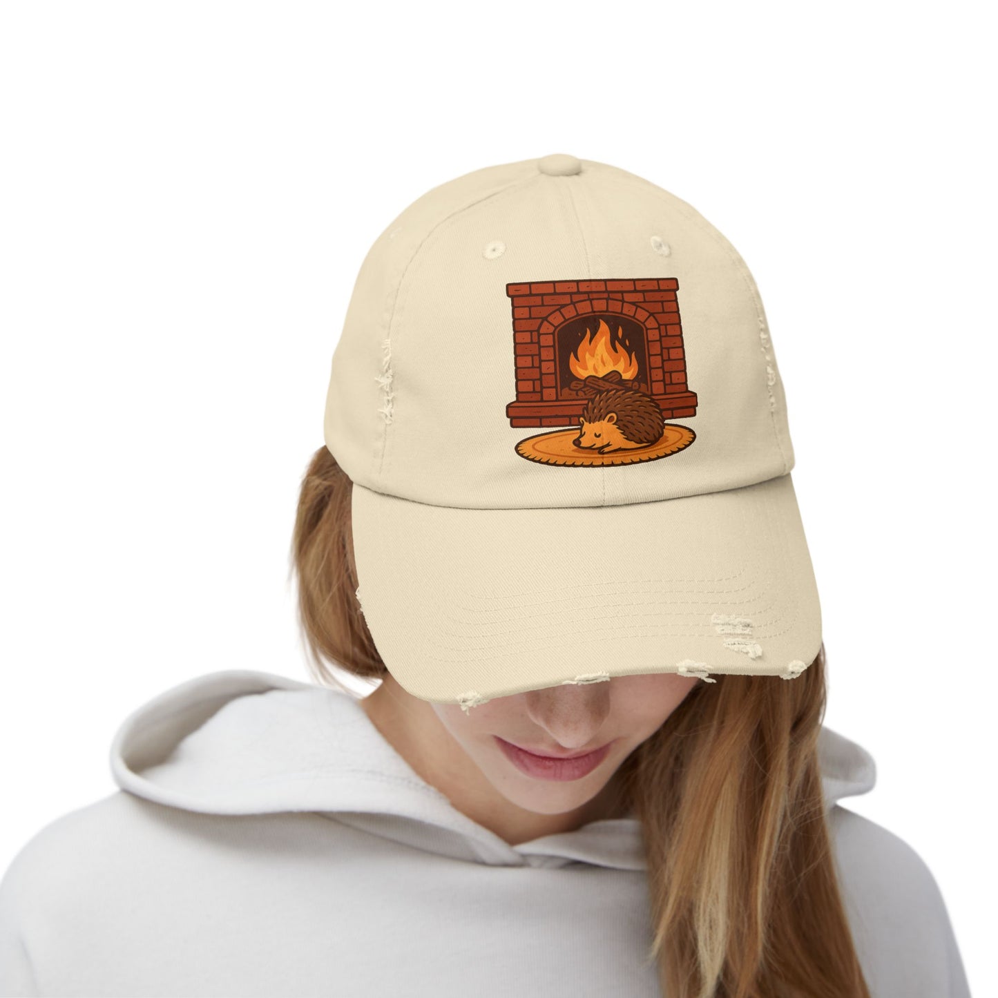 Cozy Spines Hedgehog Distressed Cap - Unisex, Casual Hat