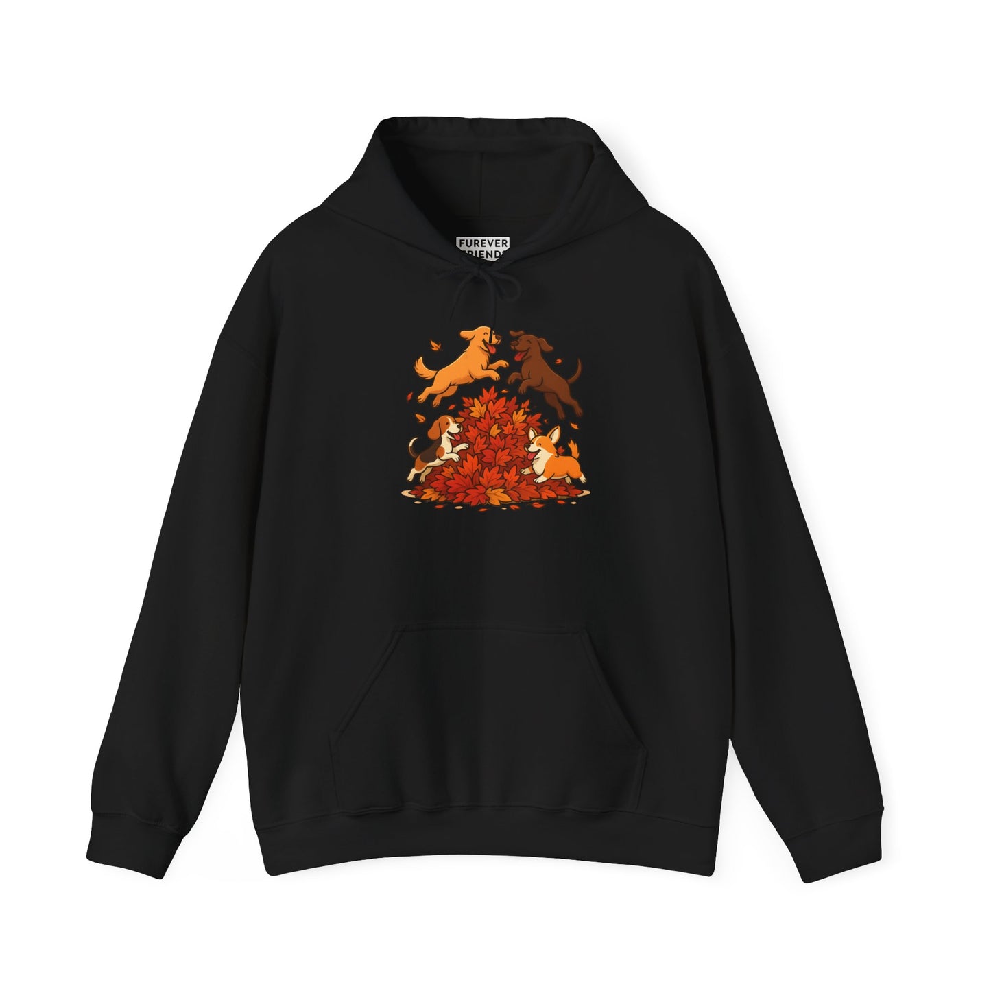 Leaf Pile Fun With Dogs Autumn Themed Hoodie