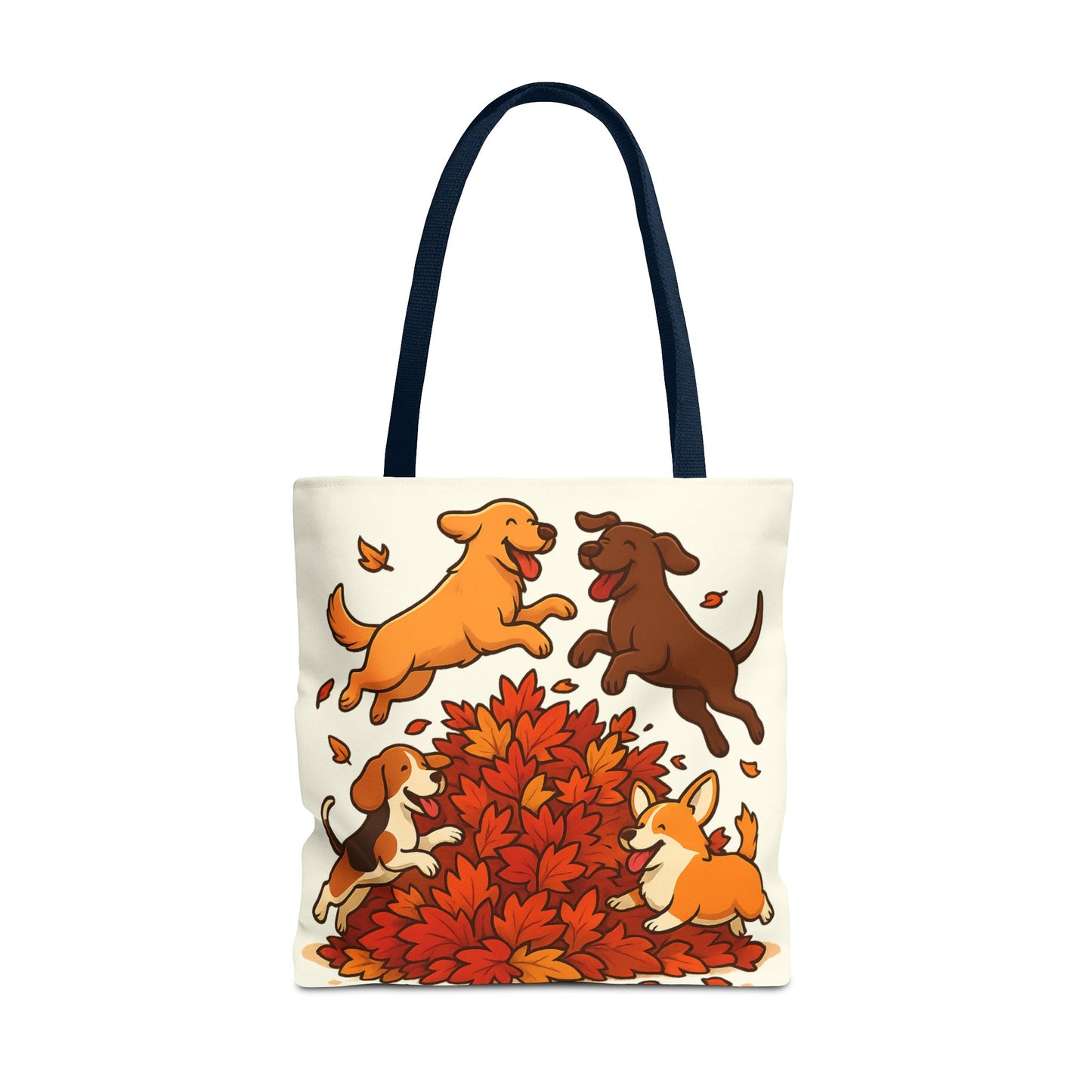 Dogs Playing in Leaves Tote Bag
