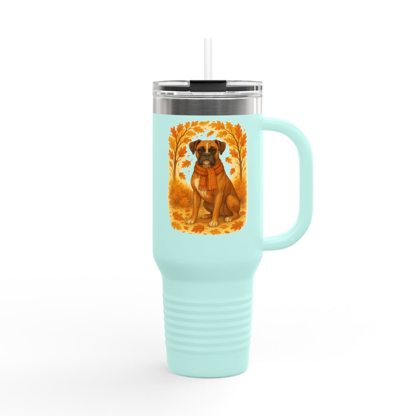 Boxer Autumn Themed Travel Mug