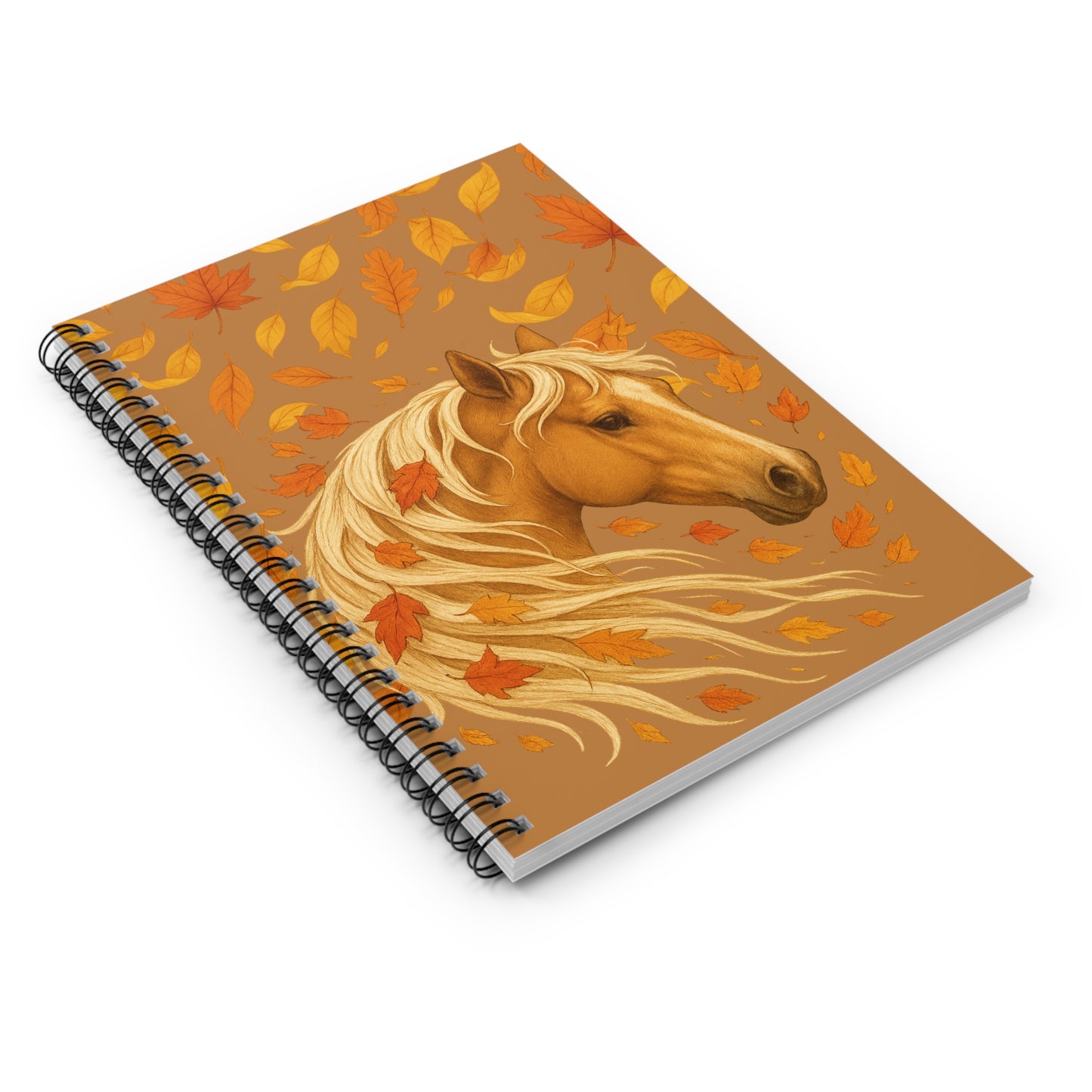 Tan Horse Autumn Themed Spiral Notebook - Ruled Line