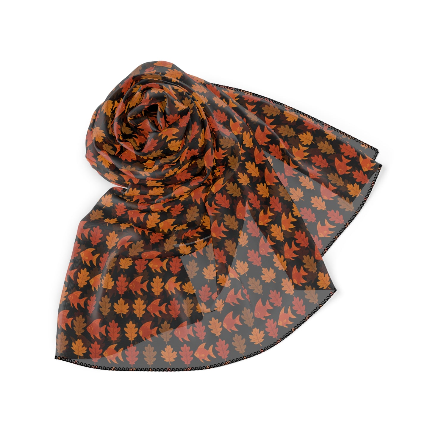 Fall Fish and Leaf Pattern Scarf