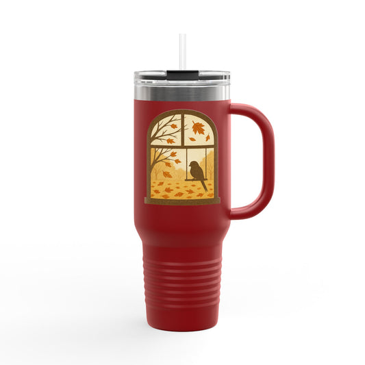 Bird In The Window Autumn Themed Travel Mug