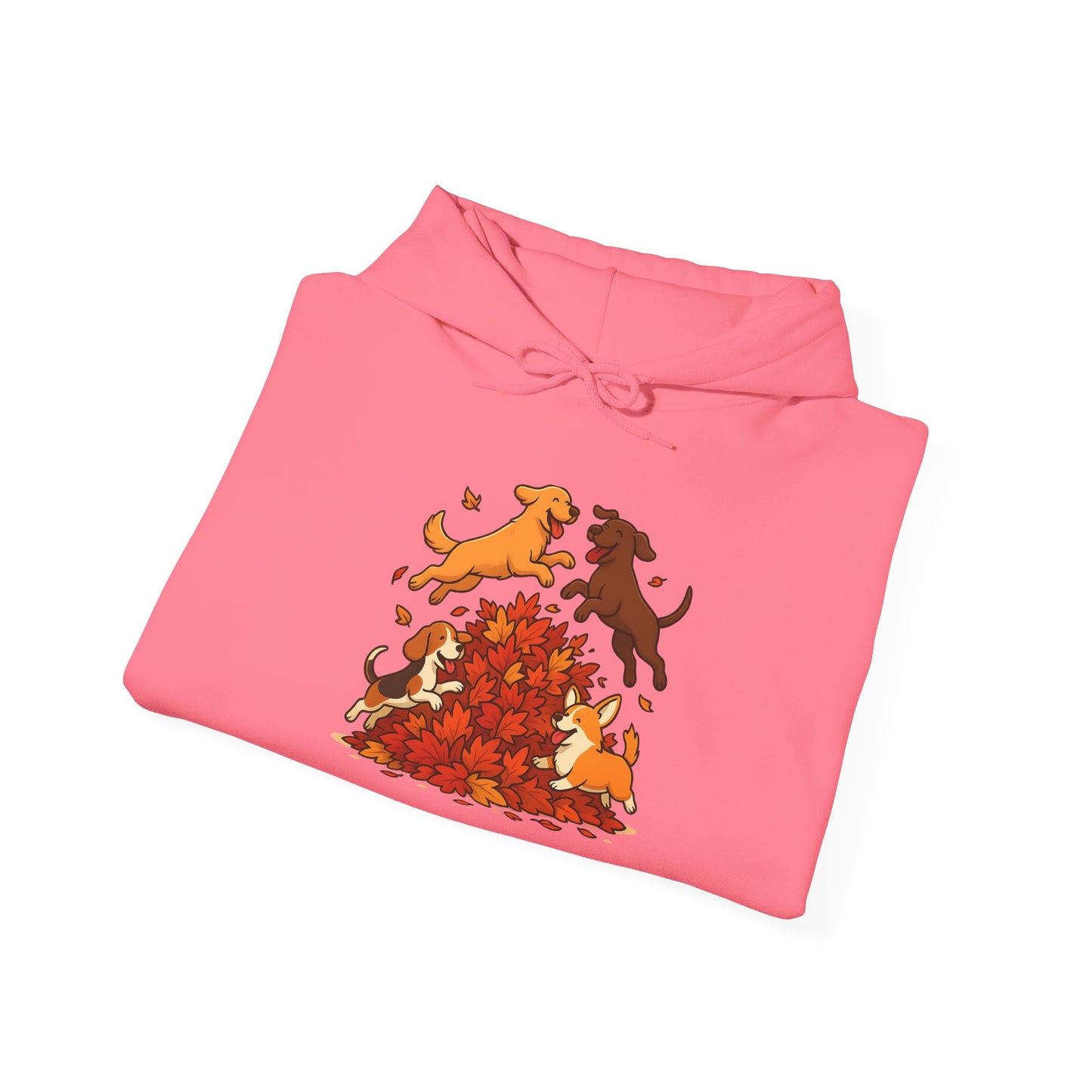 Leaf Pile Fun With Dogs Autumn Themed Hoodie