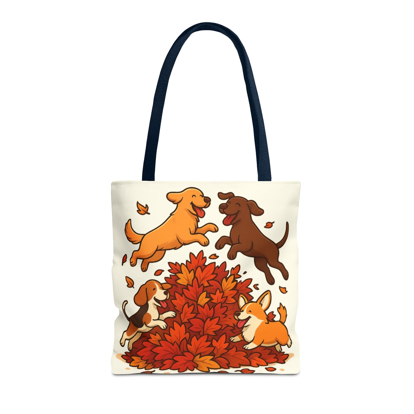 Dogs Playing in Leaves Tote Bag