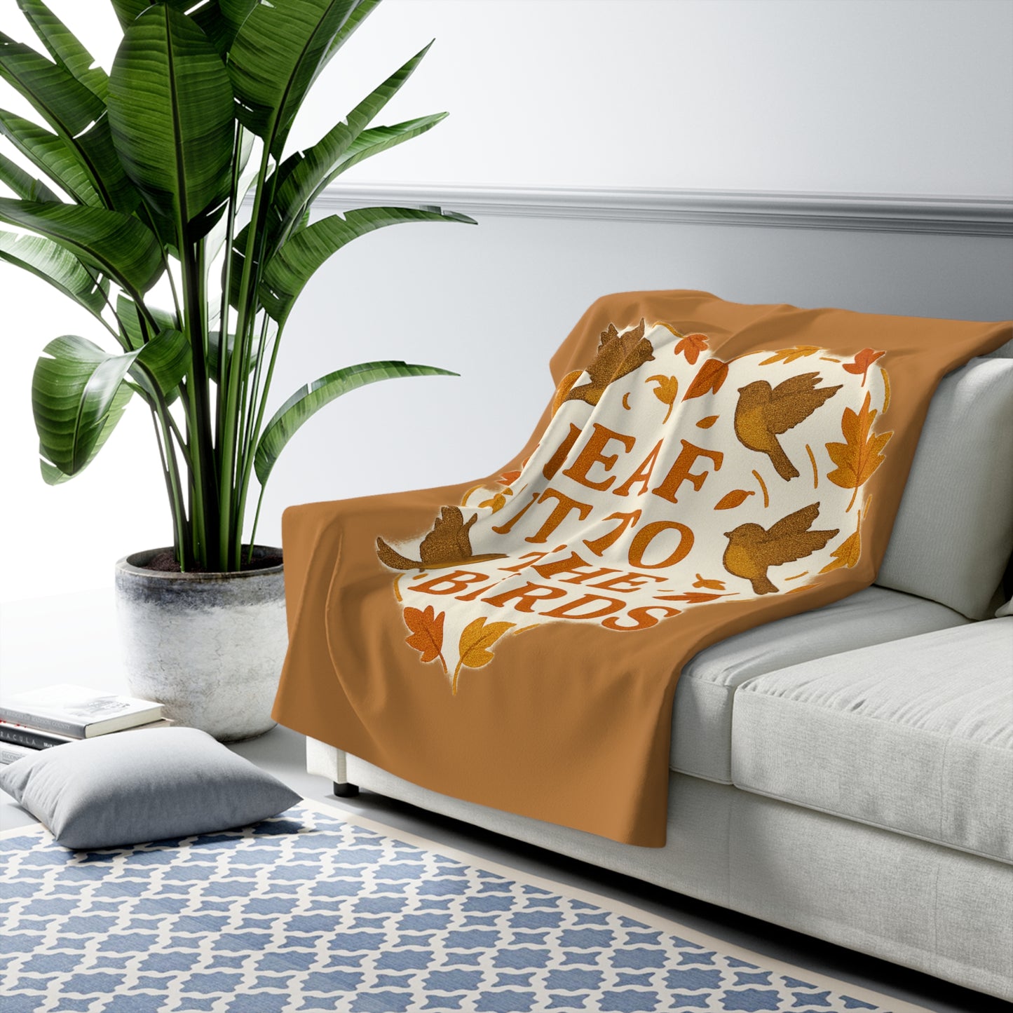 leaf it to the birds Autumn Themed Sherpa Fleece Blanket
