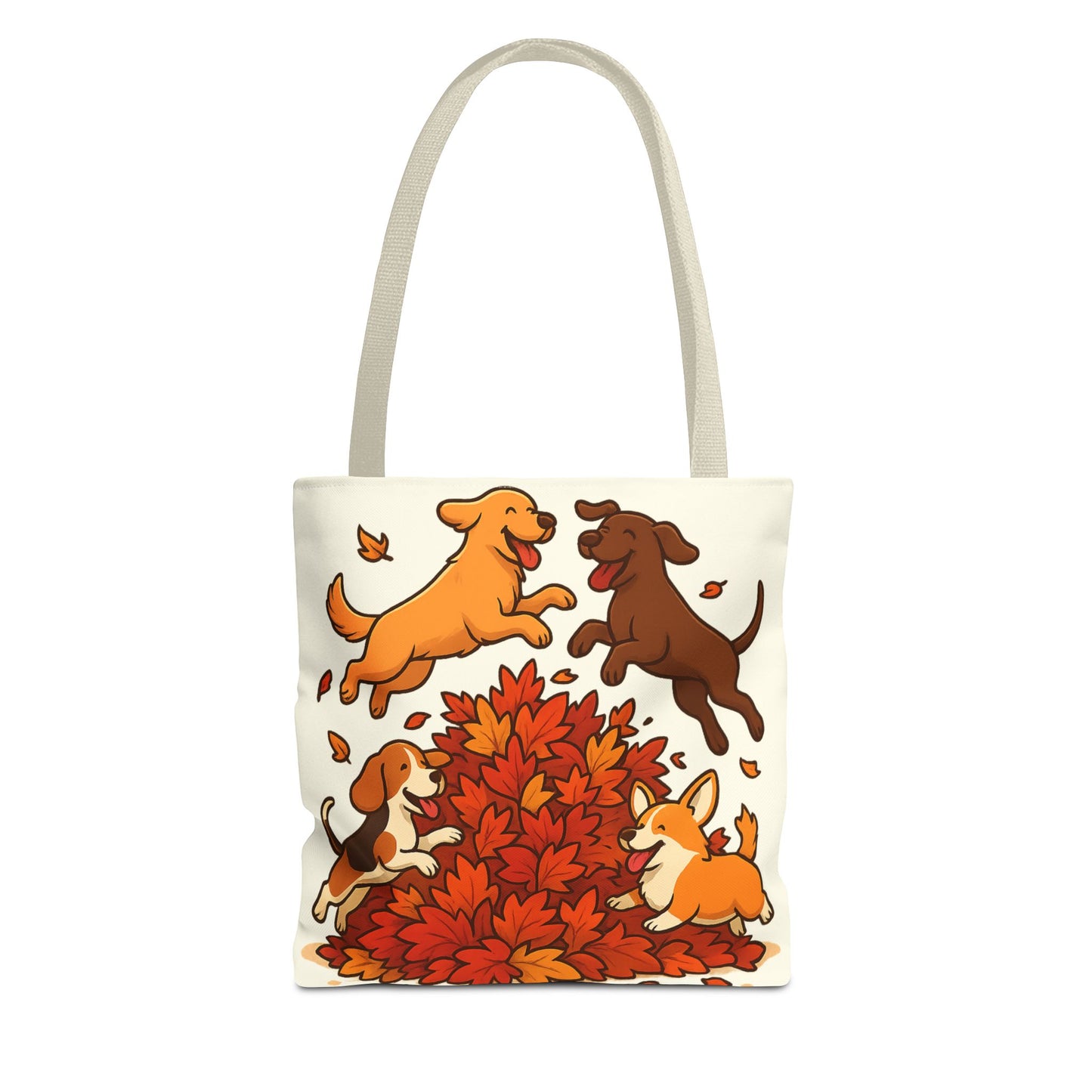 Dogs Playing in Leaves Tote Bag