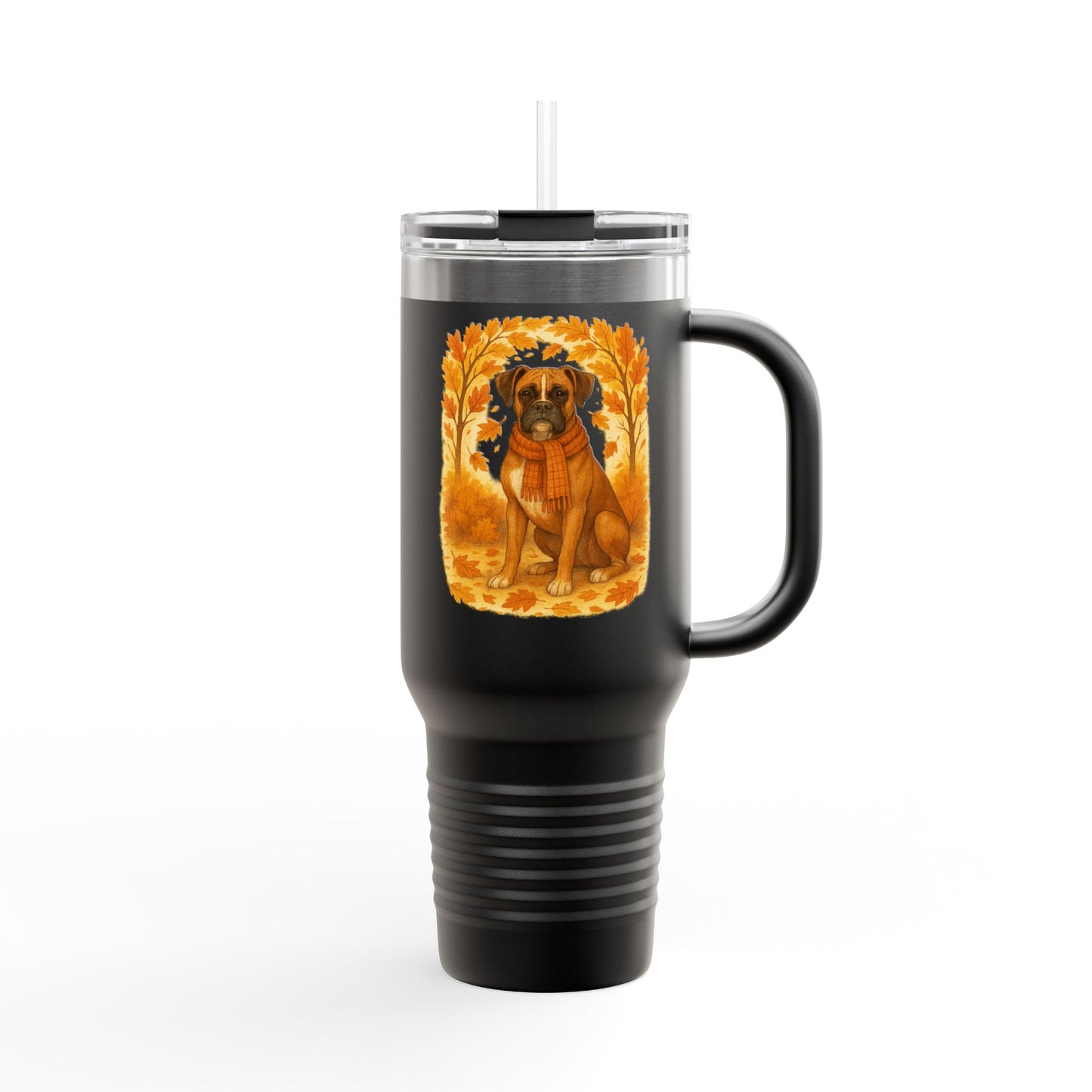 Boxer Autumn Themed Travel Mug