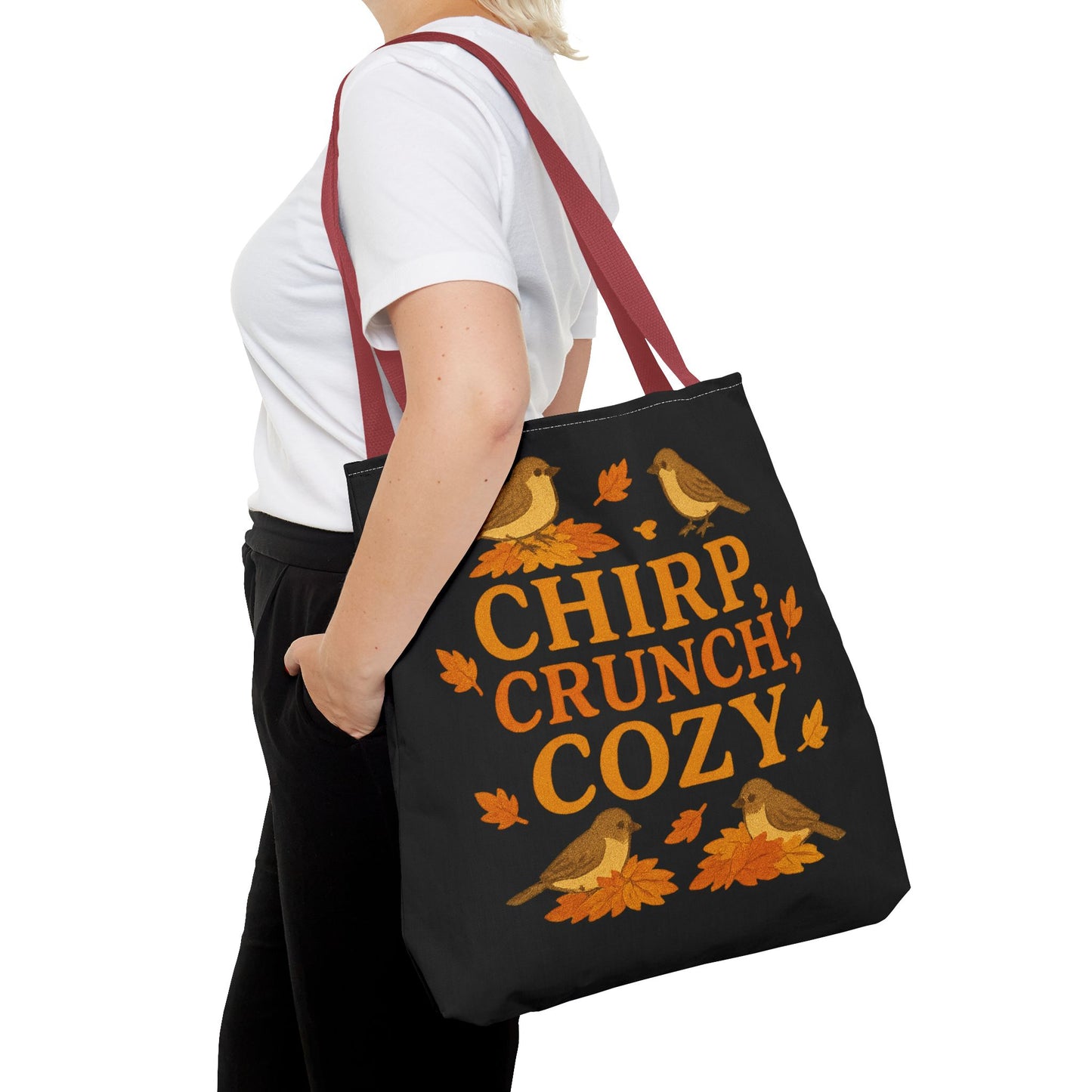 Chirp Crunch Cozy Autumn Themed Tote Bag