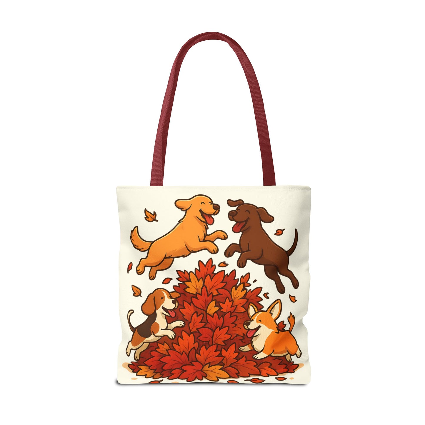Dogs Playing in Leaves Tote Bag