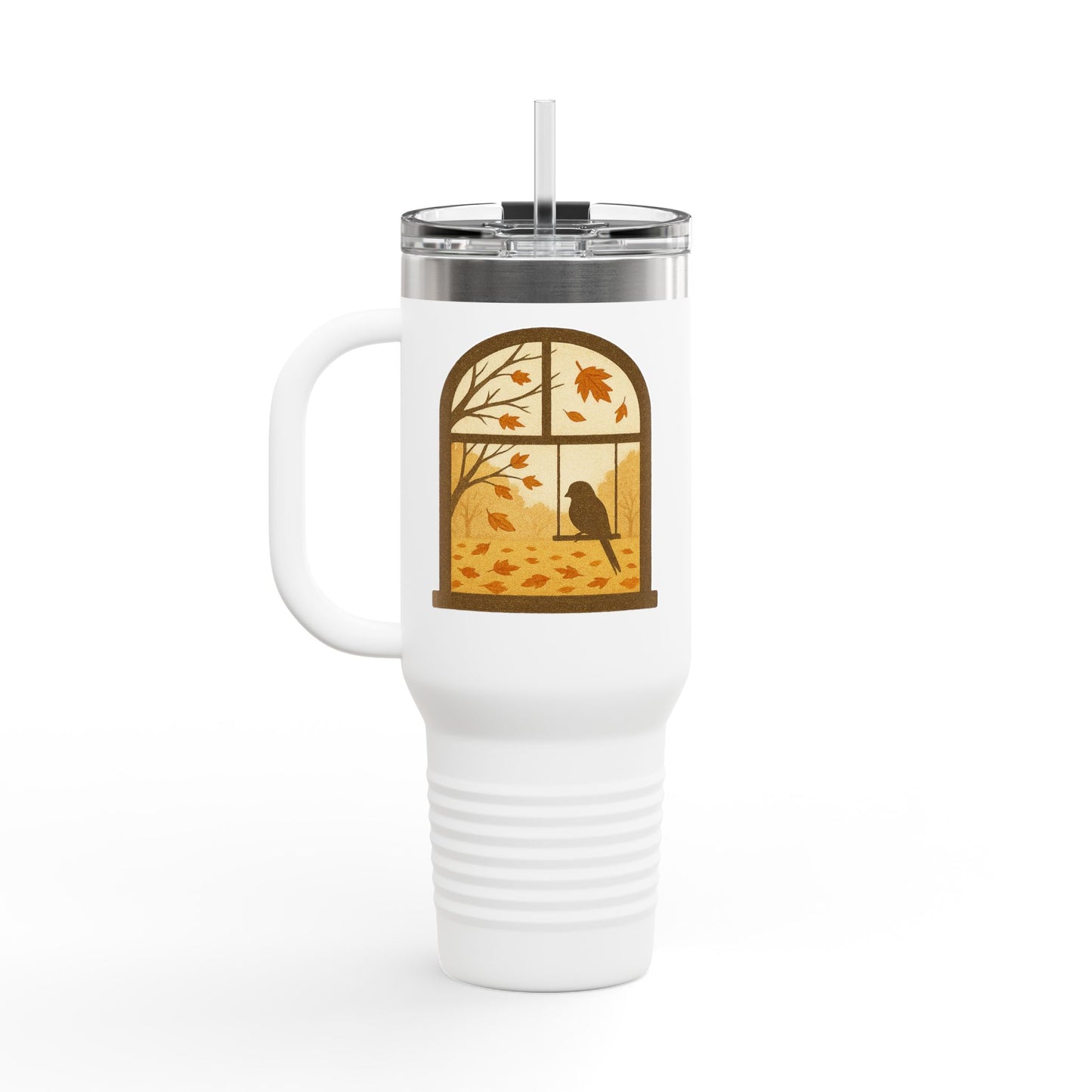 Bird In The Window Autumn Themed Travel Mug