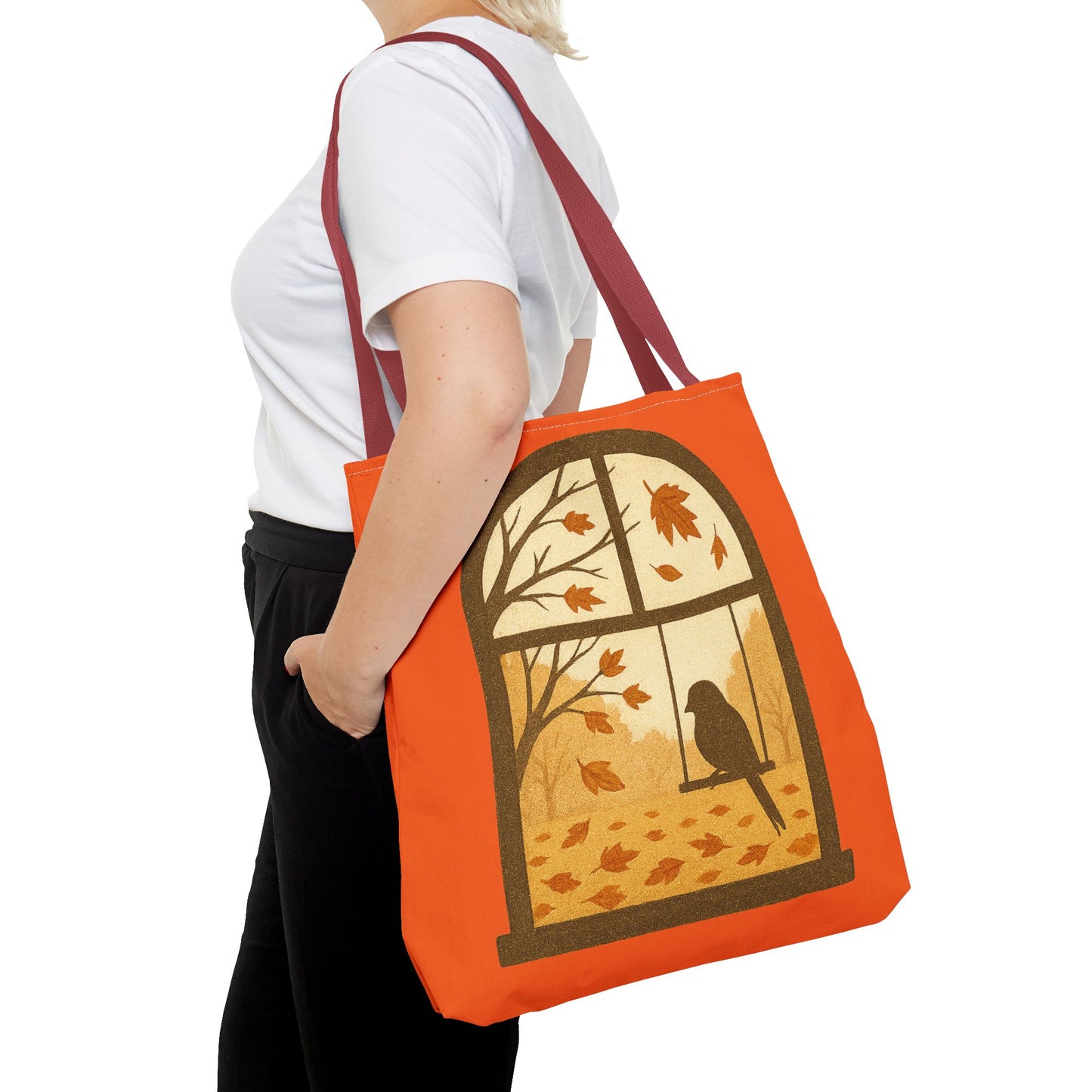 Bird In The Window Autumn Themed Tote Bag