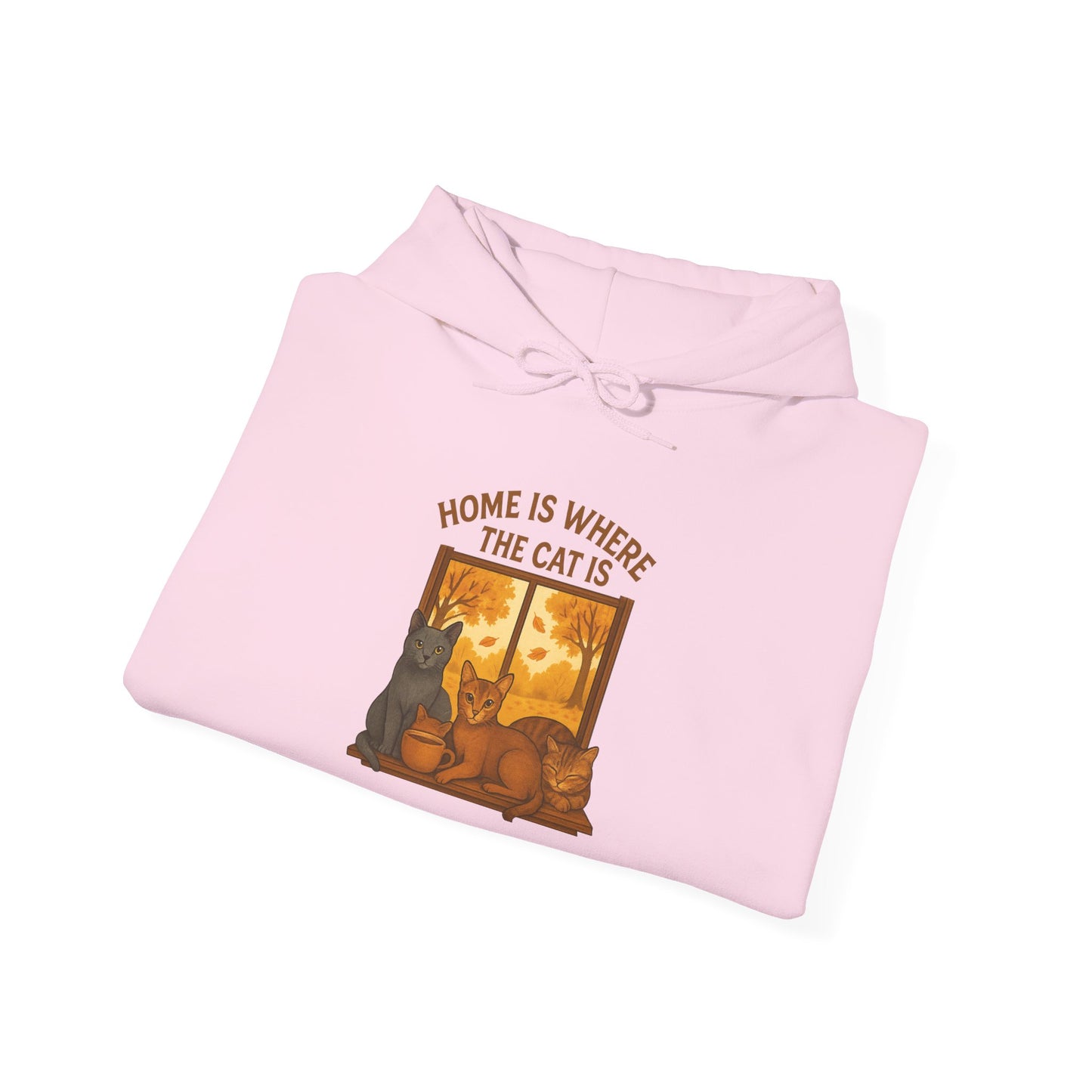 Cat Lover Hooded Sweatshirt - Russian Blue, Abyssinian, Tabby Kitties on Windowsill