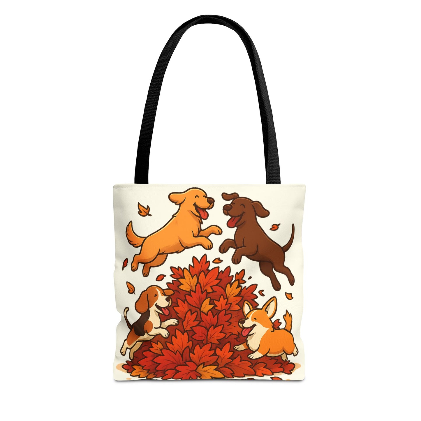 Dogs Playing in Leaves Tote Bag