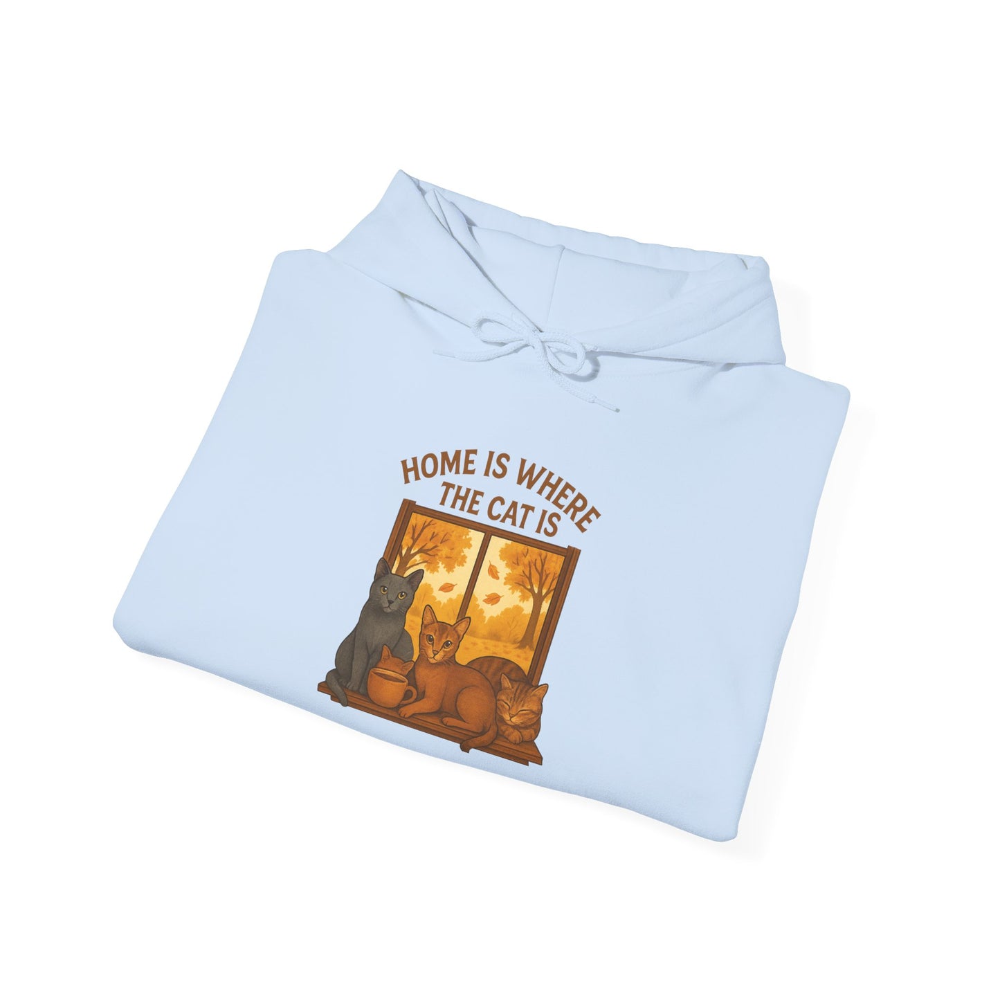 Cat Lover Hooded Sweatshirt - Russian Blue, Abyssinian, Tabby Kitties on Windowsill