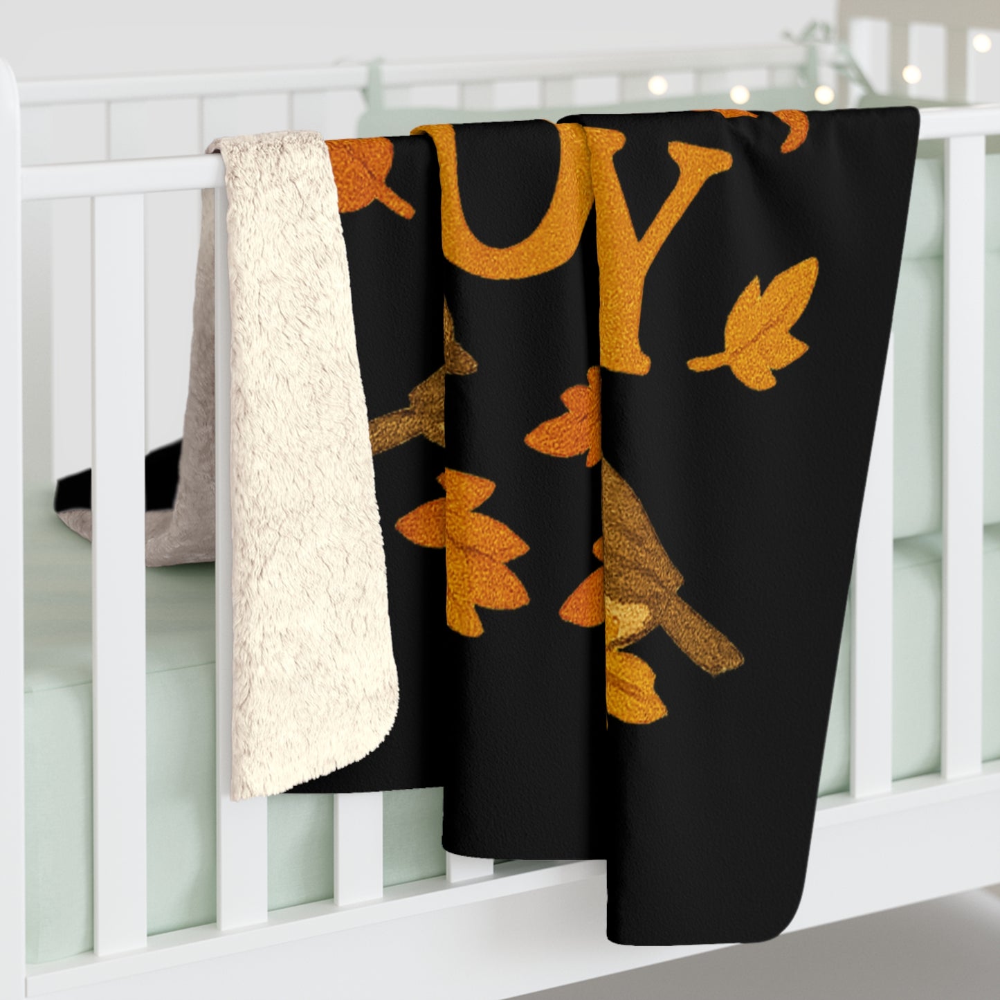 Chirp Crunch Cozy Autumn Themed Sherpa Fleece Blanket