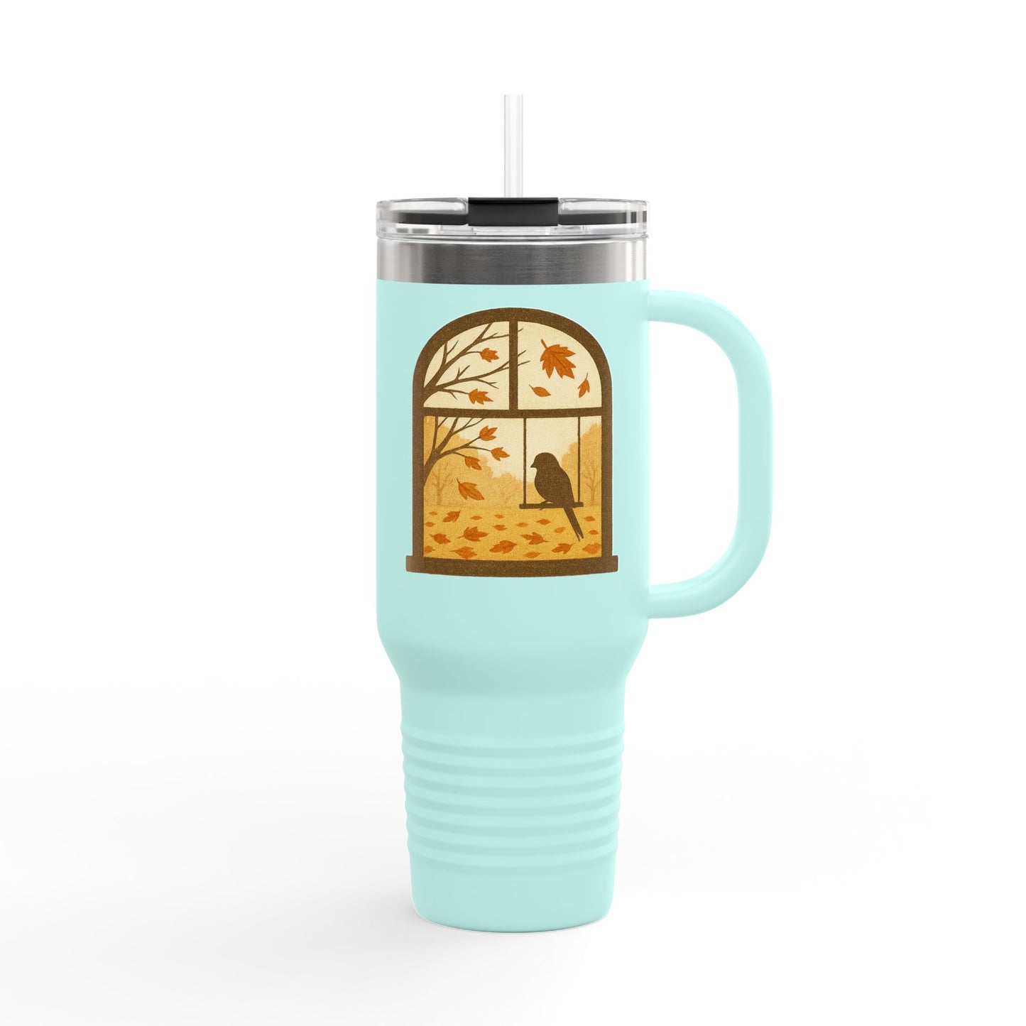 Bird In The Window Autumn Themed Travel Mug