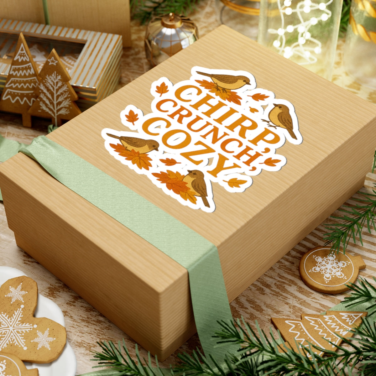 Chirp Crunch Cozy Autumn Themed Kiss-Cut Sticker