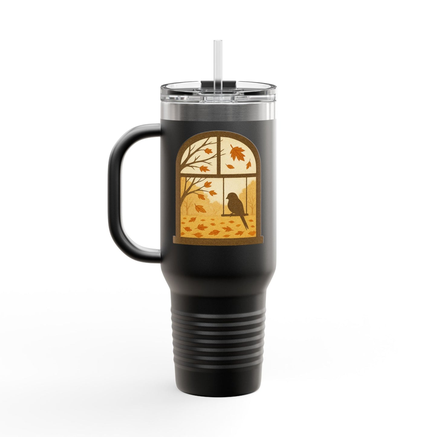 Bird In The Window Autumn Themed Travel Mug