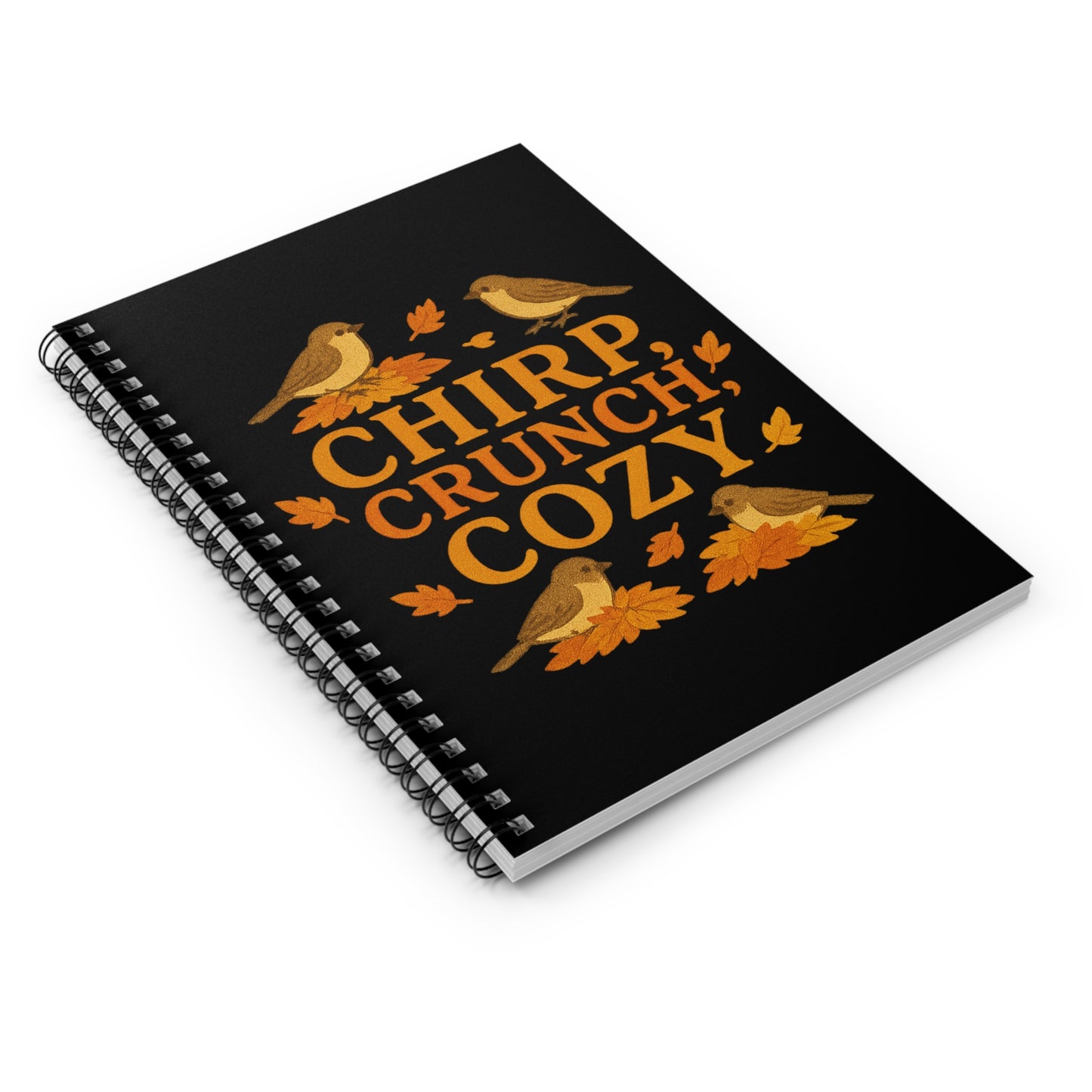 Chirp Crunch Cozy Autumn Themed Spiral Notebook - Ruled Line