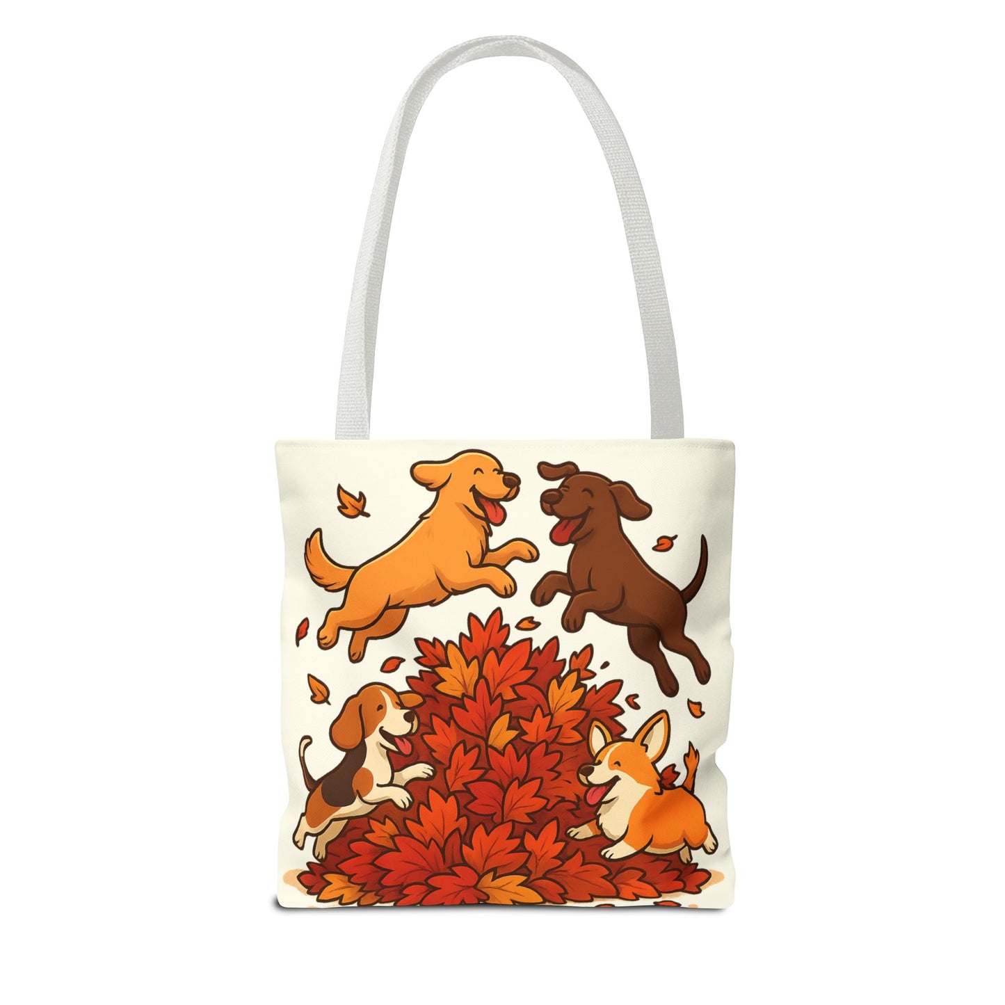 Dogs Playing in Leaves Tote Bag