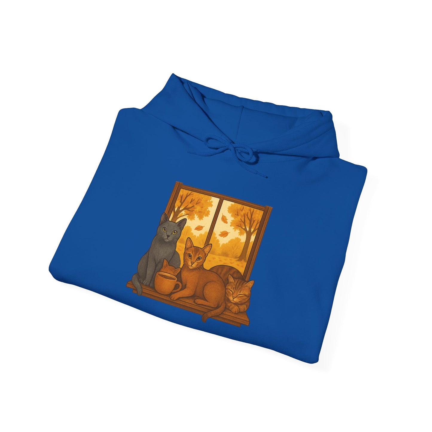 Cat Lover Hooded Sweatshirt - Russian Blue, Abyssinian, Tabby Kitties on Windowsill