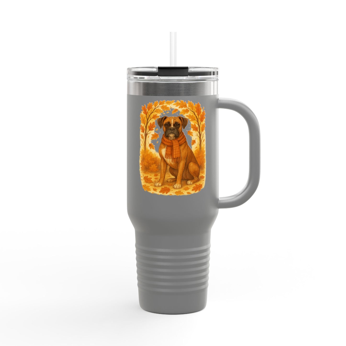 Boxer Autumn Themed Travel Mug