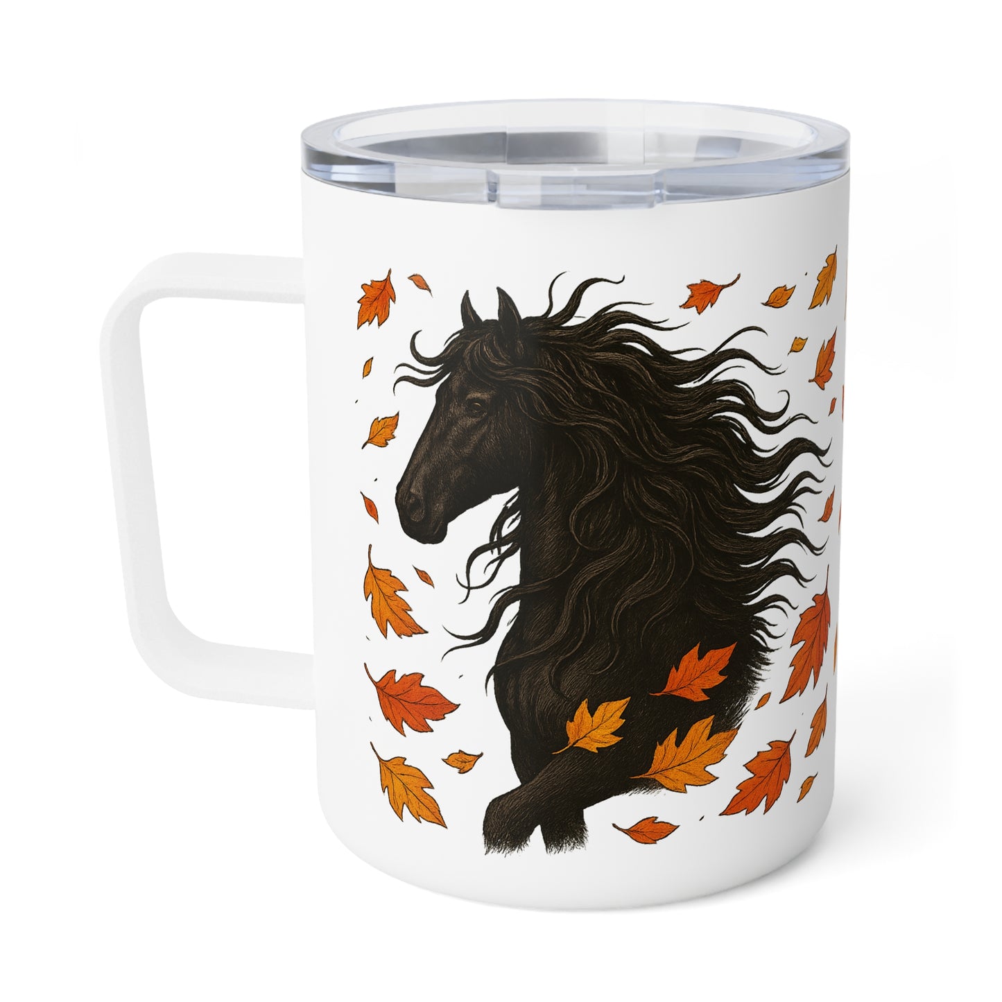 Black Horse Autumn Themed Insulated Coffee Mug