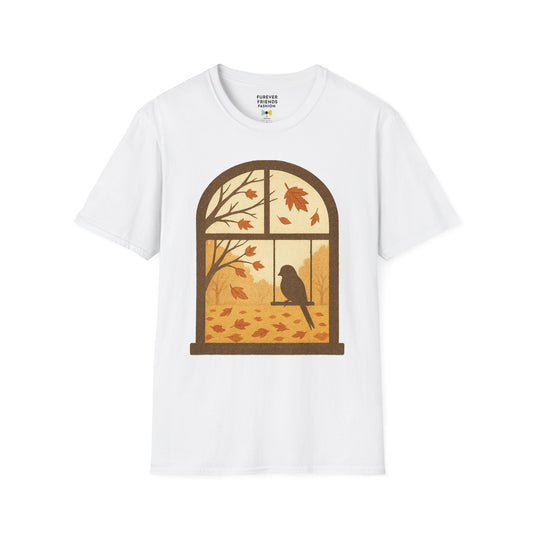 Bird In The Window Autumn Themed Tee