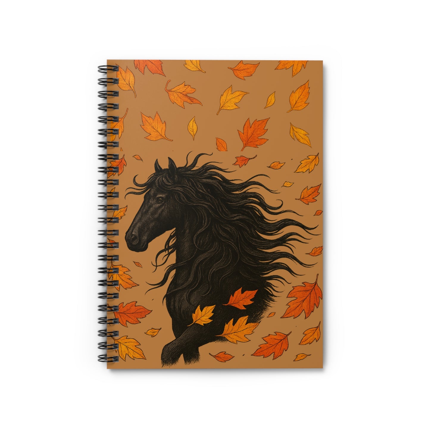 Black Horse Themed Spiral Notebook - Ruled Line
