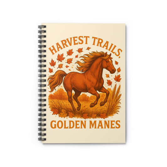 Harvest Trails Golden Mane Autumn Themed Spiral Notebook - Ruled Line