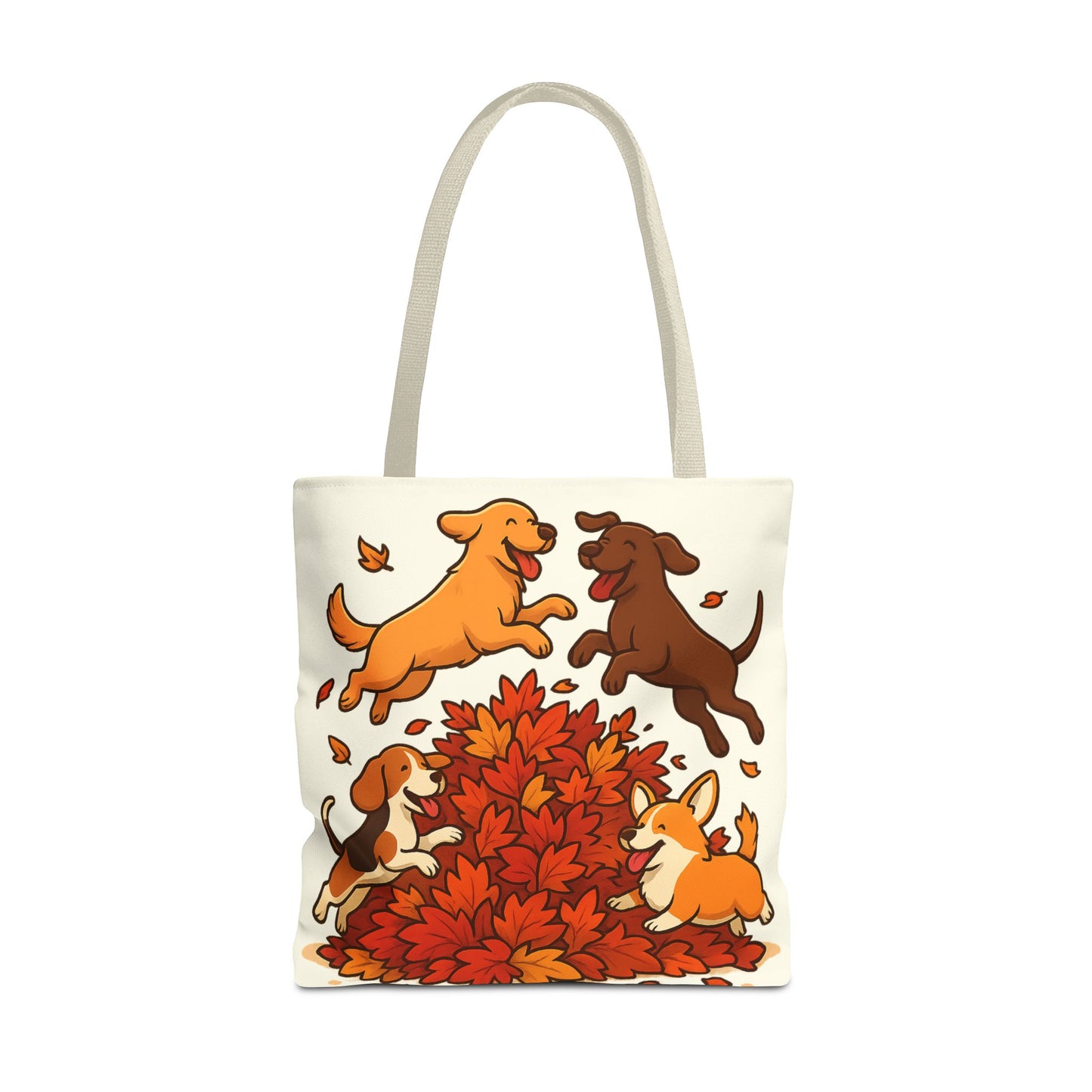 Dogs Playing in Leaves Tote Bag