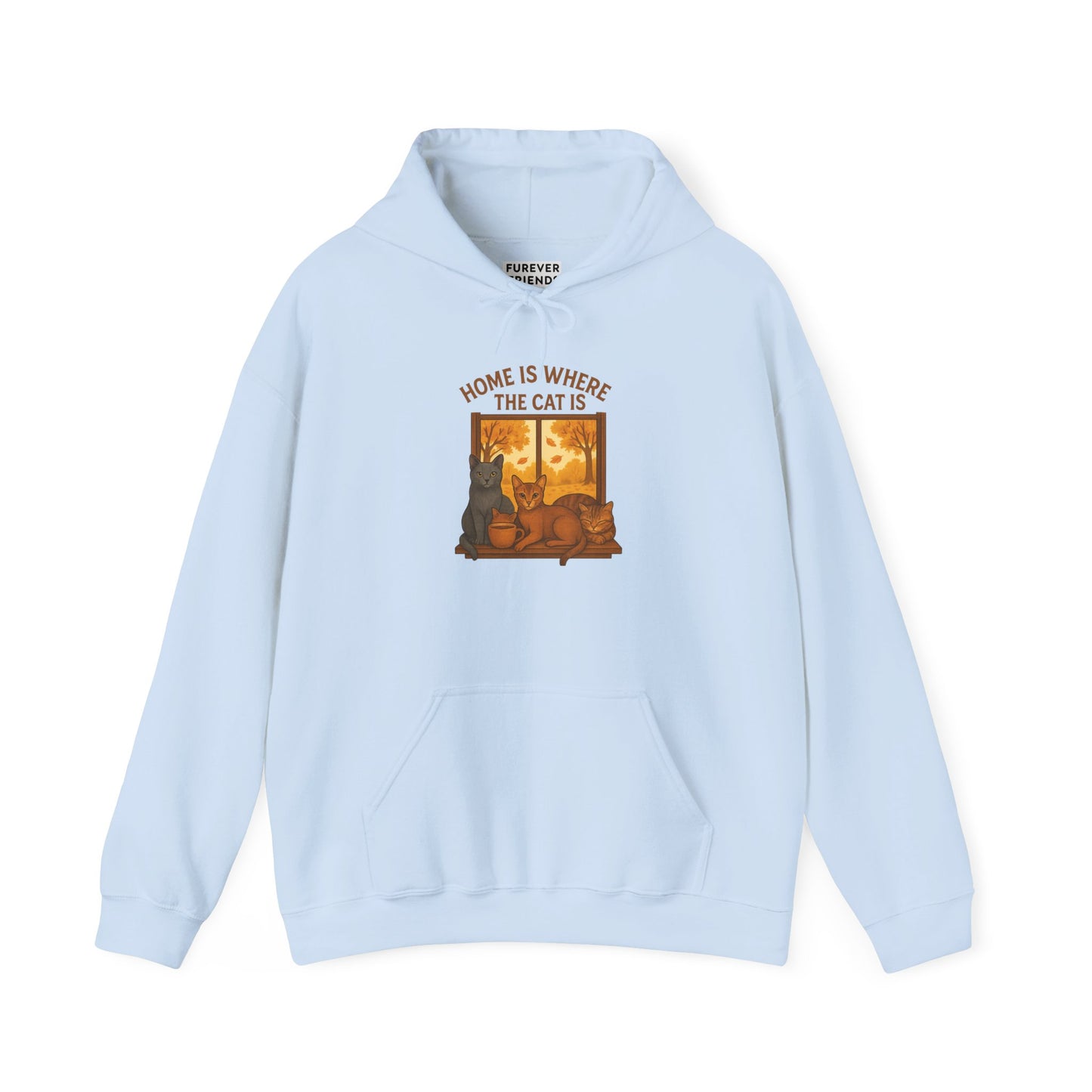 Cat Lover Hooded Sweatshirt - Russian Blue, Abyssinian, Tabby Kitties on Windowsill