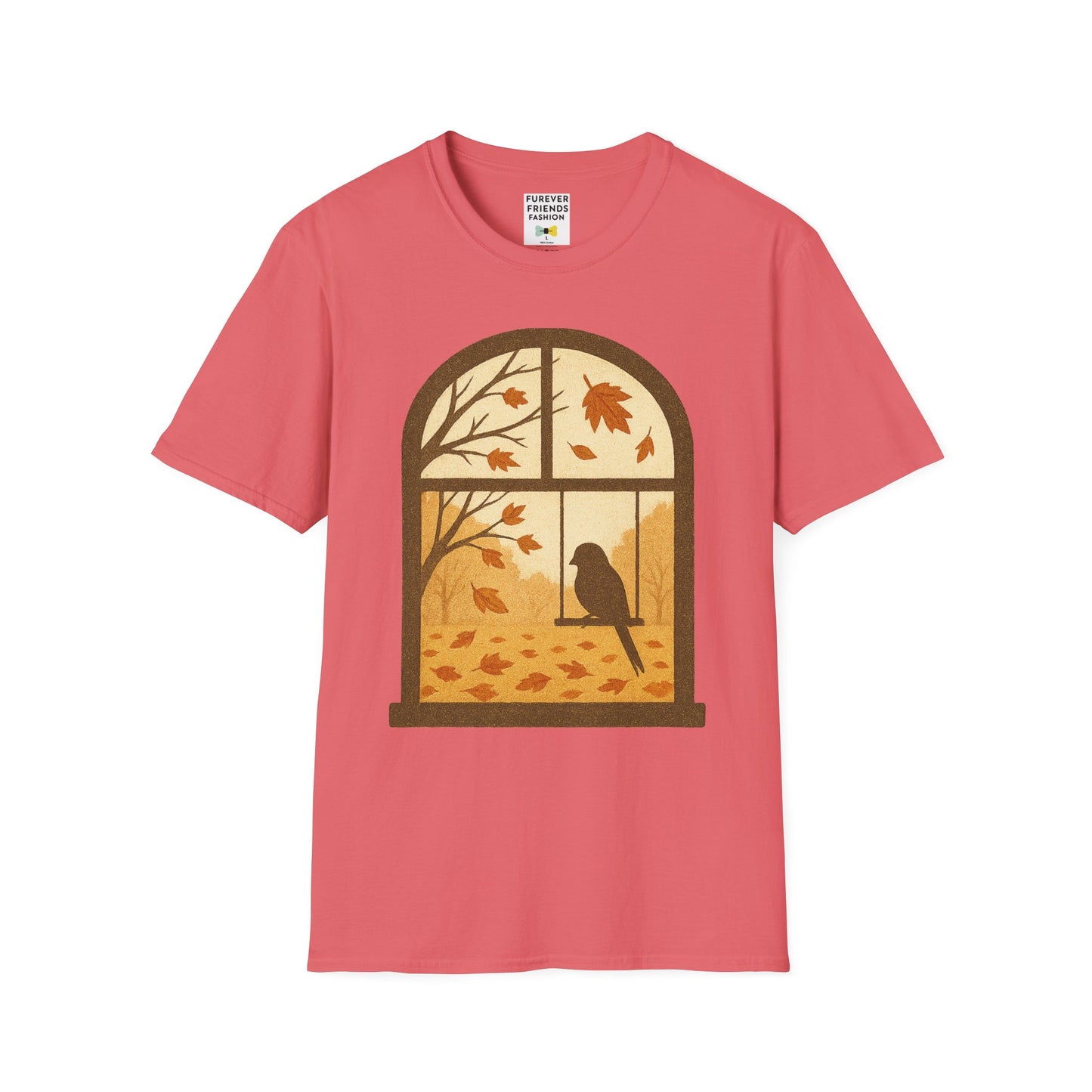 Bird In The Window Autumn Themed Tee