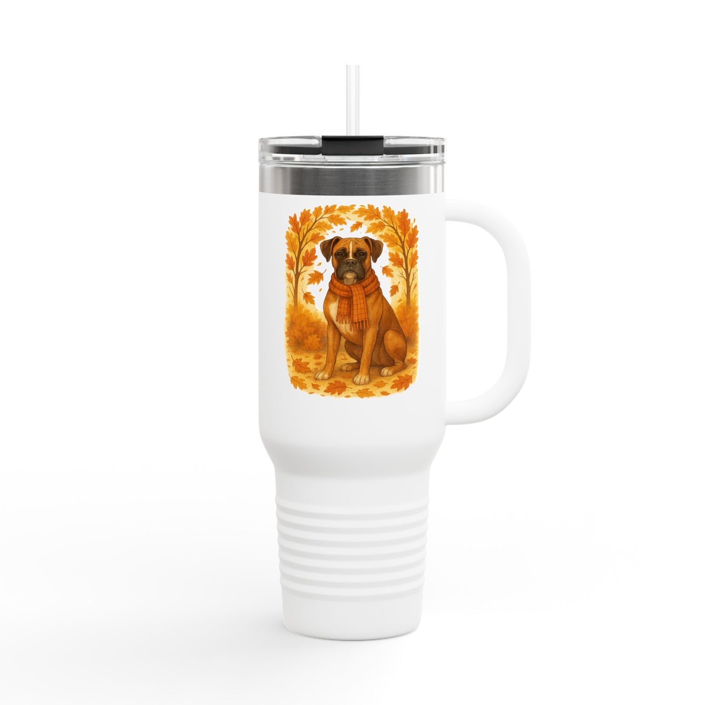 Boxer Autumn Themed Travel Mug