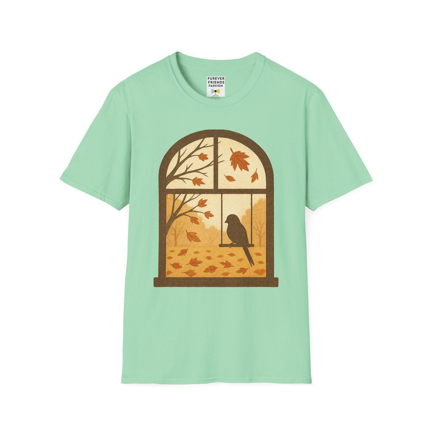 Bird In The Window Autumn Themed Tee
